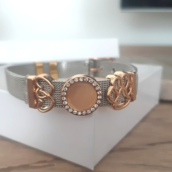 Adjustable Mesh Stainless Steel Pet Paw Love Charm Bracelet